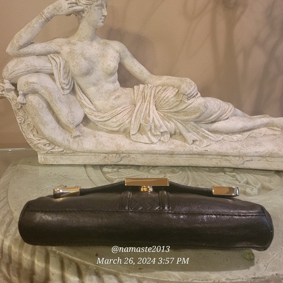 L.A.M.B. by Gwen Stefani Leather Clutch Luxury Designer Celebrity Black #745 - Picture 8 of 17